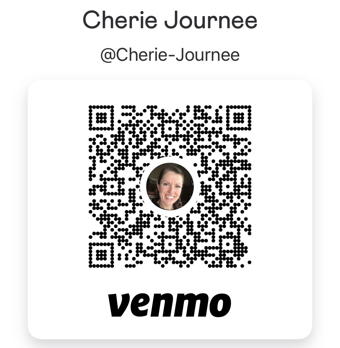 Venmo QR code for Cherie Journee.